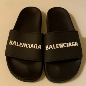 Balenciaga Black Logo Slides